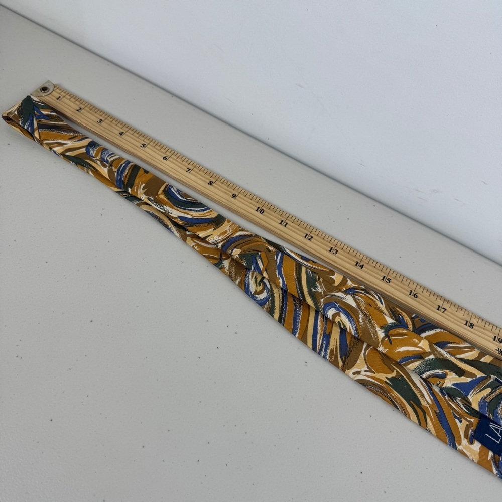 Lavatelli Silk Abstract Patterned Men's Tie Swirl Brown Blue Vintage Designer - Picture 8 of 15